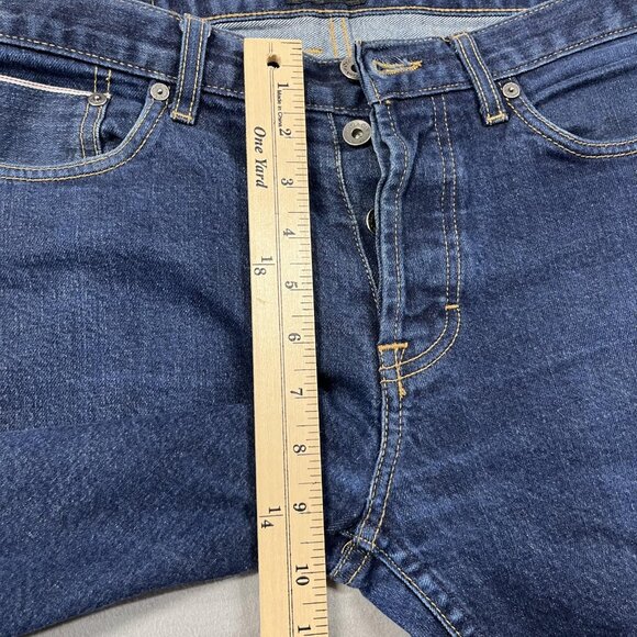 Frank + Oak Jeans Mens 32x32 Blue Cooper Slim Button Fly Made in Canada Denim - Picture 9 of 11